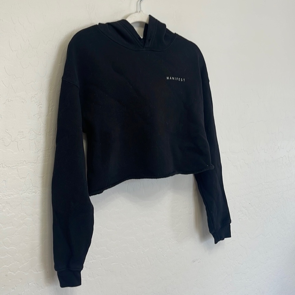 Women’s Black Manifest Cropped Hoodie Size Small - Picture 2 of 7